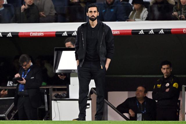 Real Madrid's Spanish coach Alvaro Arbeloa is pictured during the Spanish league football match between Real Madrid CF and Getafe CF at Santiago Bernabeu Stadium in Madrid on March 2, 2026. (Photo by Javier SORIANO / AFP)