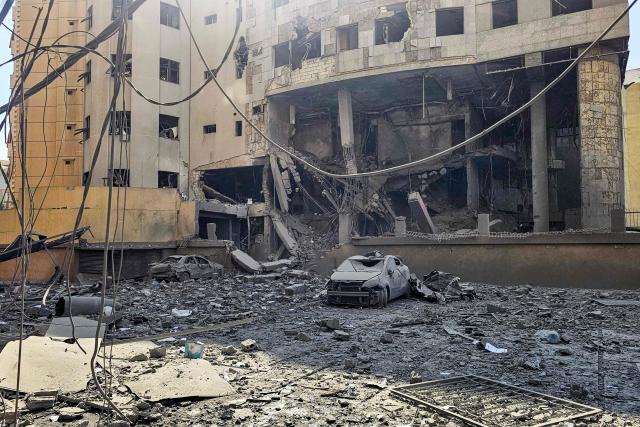 The heavily-damaged building of the Lebanese Shiite movement Hezbollah's radio broadcast station al-Nour, which was hit by overnight Israeli strikes, is pictured in Beirut's southern suburbs on March 3, 2026. Israel bombarded Lebanon on March 2, expanding the conflict across the region after the massive Israel-US attack on Iran that the US president launched to topple Tehran's ruling clerics, and killing their supreme leader o February 28. (Photo by AFP)