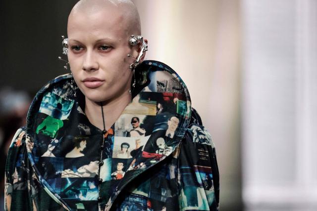 A model presents a creation for Anrealage for the Women's Ready to Wear Fall/Winter 2026-2027 collection fashion show as part of the Paris Women Fashion Week, in Paris, on March 3, 2026. (Photo by STEPHANE DE SAKUTIN / AFP)
