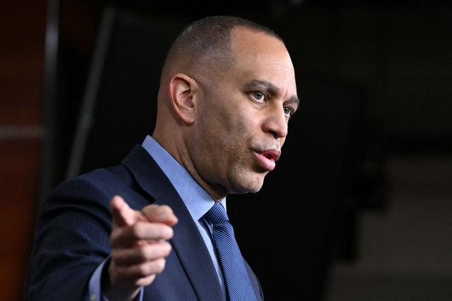 US House Minority Leader Hakeem Jeffries, Democrat from New York, speaks during a news conference on Capitol Hill in Washington, DC, on March 3, 2026. US Secretary of State Marco Rubio and Defense Secretary Pete Hegseth are scheduled to brief House and Senate members on US military action in Iran later in the day on Tuesday. (Photo by Mandel NGAN / AFP)
