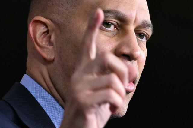 US House Minority Leader Hakeem Jeffries, Democrat from New York, speaks during a news conference on Capitol Hill in Washington, DC, on March 3, 2026. US Secretary of State Marco Rubio and Defense Secretary Pete Hegseth are scheduled to brief House and Senate members on US military action in Iran later in the day on Tuesday. (Photo by Mandel NGAN / AFP)