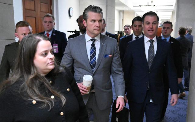 US Secretary of Defense Pete Hegseth leaves after briefing Senators on US military action in Iran, at the US Capitol in Washington, DC, on March 3, 2026. The United States hit hundreds of targets across Iran, and Israel expanded its bombing to Lebanon on Monday as President Donald Trump vowed to avenge the first US deaths in the war he launched to topple Tehran's ruling clerics. Iranian forces fired missiles and drones across the Middle East, killing people in Israel and the United Arab Emirates, in retaliation for the conflict that began February 28 with the death of Iran's supreme leader, Ayatollah Ali Khamenei. (Photo by Mandel NGAN / AFP)