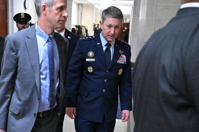 Chairman of the Joint Chiefs of Staff General Dan Caine leaves after a meeting with US Secretary of Defense Pete Hegseth and US Secretary of State Marco Rubio briefing Senators on US military action in Iran, at the US Capitol in Washington, DC, on March 3, 2026. The United States hit hundreds of targets across Iran, and Israel expanded its bombing to Lebanon on Monday as President Donald Trump vowed to avenge the first US deaths in the war he launched to topple Tehran's ruling clerics. Iranian forces fired missiles and drones across the Middle East, killing people in Israel and the United Arab Emirates, in retaliation for the conflict that began February 28 with the death of Iran's supreme leader, Ayatollah Ali Khamenei. (Photo by Mandel NGAN / AFP)