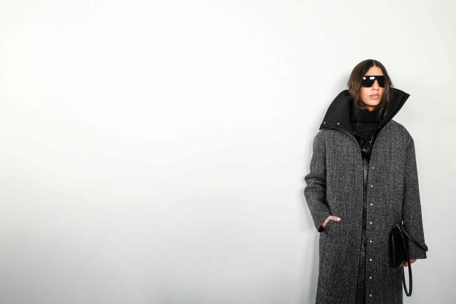 A model presents a creation for Courreges during the first look presentation for the Women's Ready to Wear Fall/Winter 2026-2027 collection fashion show as part of the Paris Women Fashion Week, in Paris, on March 4, 2026. (Photo by Alain JOCARD / AFP)