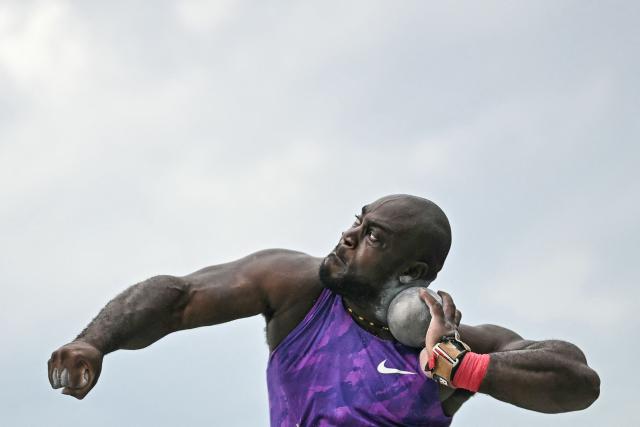 (FILES) Jamaica's Rajindra Campbell competes in  the men's shot put final of the World Athletics Diamond League athletics meeting "Weltklasse" at the Letzigrund stadium in Zurich, on August 27, 2025. Following its 64th place finish at the Paris 2024 Olympic Games with 101 athletes and no gold medals, the country's worst result at an Olympiad, Turkey has launched a vast recruitment campaign that has already seen eleven foreign athletes, including five Kenyan and Jamaican Olympic medalists, granted Turkish citizenship, ahead of the Los Angeles 2028 Olympics. (Photo by Fabrice COFFRINI / AFP)