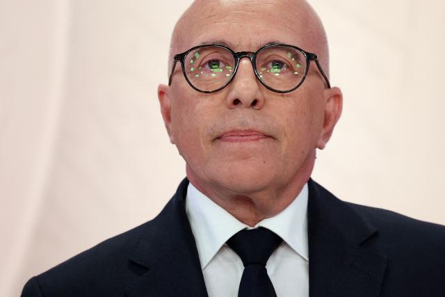 President of Union des Droites pour la Republique (UDR) parliamentary group president and Nice mayoral candidate Eric Ciotti poses ahead of a debate broadcasted by French TV channel France TV/LCI Provence-Alpes-Côte-d'Azur between the main candidates for France's upcoming municipal elections in Nice, southeastern France on March 4, 2026. French voters head to the polls for municipal elections on March 15 and 22, 2026. (Photo by Valery HACHE / AFP)