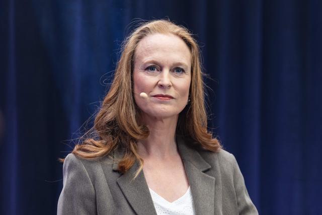 Ensemble Pour la Republique's MP candidate for Mayor of Lille, Violette Spillebout takes part in a debate broadcasted by French TV channel France 3 Nord-Pas-de-Calais between the main candidates for France's upcoming municipal elections in the city of Lille, in Lille northern France, on March 4, 2026. French voters head to the polls for municipal elections on March 15 and 22, 2026. (Photo by Sameer Al-DOUMY / AFP)