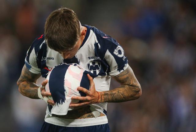 Monterrey's Argentine forward #11 Luca Orellano celebrates after scoring his team's first goal during the Liga MX Clausura match between Monterrey and Queretaro at BBVA Stadium at Monterrey, Mexico, on March 4, 2026. (Photo by Julio Cesar AGUILAR / AFP)