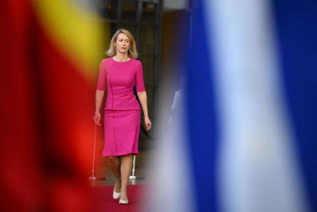 EU High Representative and Vice-President for Foreign Affairs and Security Policy Kaja Kallas arrives for an informal video conference of Foreign Affairs ministers at the European Council in Brussels on March 5, 2026. (Photo by Nicolas TUCAT / AFP)