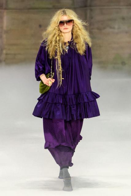 A model presents a creation by Chloe for the Women's Ready to Wear Fall/Winter 2026-2027 collection fashion show as part of the Paris Women Fashion Week, in Paris, on March 5, 2026. (Photo by Thomas SAMSON / AFP)