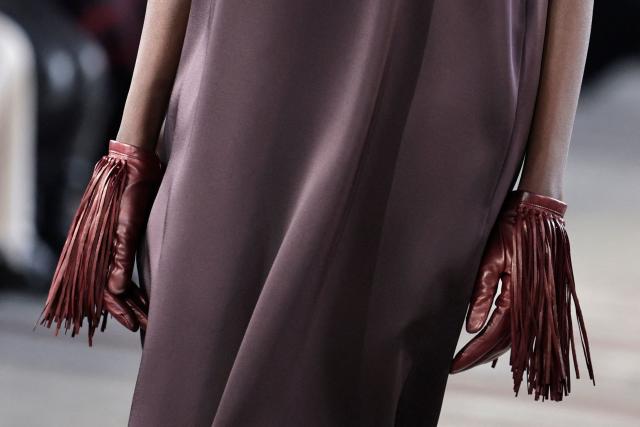 A model presents a creation by Carven for the Women's Ready to Wear Fall/Winter 2026-2027 collection fashion show as part of the Paris Women Fashion Week, in Paris, on March 5, 2026. (Photo by STEPHANE DE SAKUTIN / AFP)