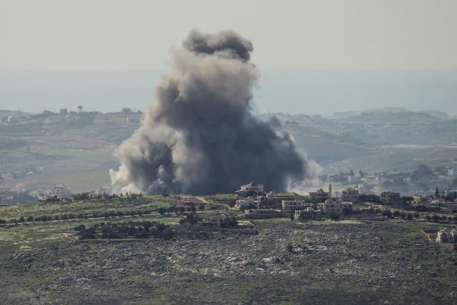Smoke rises from the site of an Israeli airstrike that targeted the southern Lebanese village of Kfar Tibnit on March 5, 2026. Lebanon was drawn into the Middle East war on March 2, when Hezbollah attacked Israel in response to the killing of the Iranian supreme leader during US-Israeli strikes over the weekend. (Photo by Rabih DAHER / AFP)