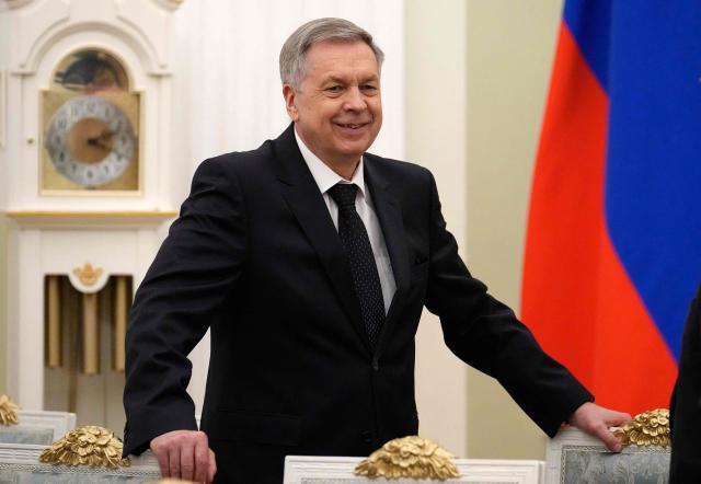 Admiral Igor Kostyukov, head of Russian military intelligence (GRU), attends a meeting between Russian President and Central African Republic President at the Kremlin in Moscow, Russia, Thursday, March 5, 2026. (Photo by Alexander Zemlianichenko / POOL / AFP)