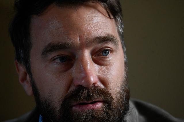 Executive director of the NGO Cristosal, Noah Bullock, speaks during the presentation of the report “The Price of Dissent: Criminalization, Political Persecution in El Salvador (2019–2025)”, in Guatemala City on March 5, 2026. (Photo by JOHAN ORDONEZ / AFP)