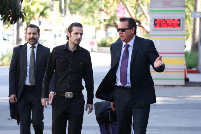 Plaintiff Tony Saxon (L) arrives as US rapper and producer Kanye West and Australian model Bianca Censori are to testify at Los Angeles Superior Court in the civil trial related to his Malibu mansion in Los Angeles, California, on March 5, 2026. West and Censori are testifying in the civil lawsuit filed by contractor Tony Saxon, who was hired in 2021 as a project manager/handyman to renovate the Malibu mansion, alleging unpaid wages, hazardous working conditions and wrongful termination. (Photo by Patrick T. Fallon / AFP)