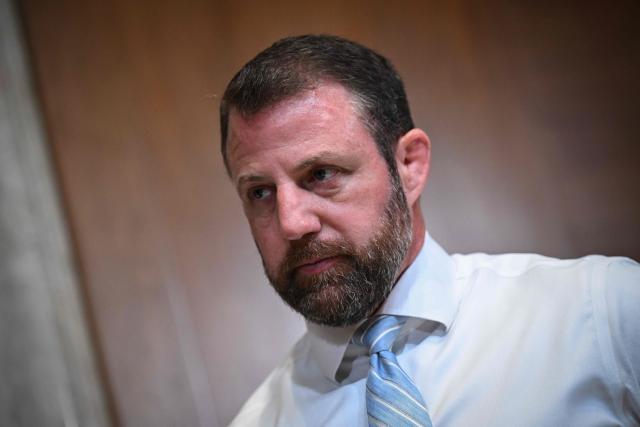 (FILES) Subcommittee chairman US Senator Markwayne Mullin, Republican from Oklahoma, looks on before the start of a Legislative Branch Subcommittee hearing on "A Review of the FY2026 Budget Requests for the Congressional Budget Office, the Government Accountability Office, and the Government Publishing Office" at the US Capitol in Washington, DC on April 29, 2025. US President Donald Trump announced on Thursday that he was replacing Kristi Noem, head of the powerful Department of Homeland Security. Trump, in a post on Truth Social, said Oklahoma Senator Markwayne Mullen would take over from Noem at DHS on March 31. (Photo by Drew ANGERER / AFP)