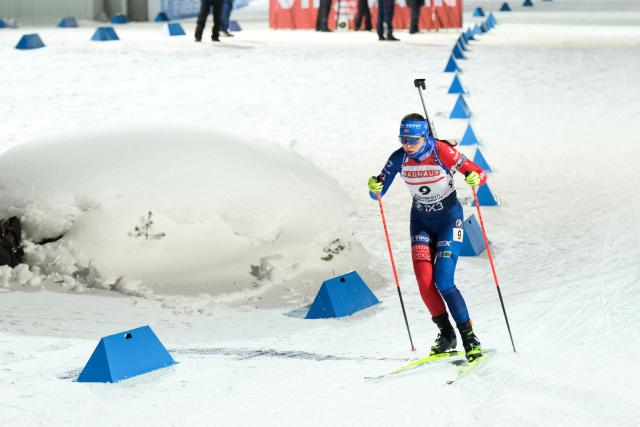 Slovakia's Ema Kapustova competes during the women's 15km individual event of the IBU Biathlon World Cup in Kontiolahti, Finland, on March 5, 2026. (Photo by Minna Raitavuo / Lehtikuva / AFP) / Finland OUT