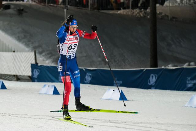 Slovakia's Zuzana Remenova competes during the women's 15km individual event of the IBU Biathlon World Cup in Kontiolahti, Finland, on March 5, 2026. (Photo by Minna Raitavuo / Lehtikuva / AFP) / Finland OUT
