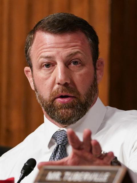(FILES) US Senator Markwayne Mullin, Republican from Oklahoma, questions Pete Hegseth, US President-elect Donald Trump's nominee for Defense Secretary, during Hegseth's confirmation hearing before the Senate Armed Services Committee on Capitol Hill on January 14, 2025 in Washington, DC. US President Donald Trump announced on Thursday that he was replacing Kristi Noem, head of the powerful Department of Homeland Security. Trump, in a post on Truth Social, said Oklahoma Senator Markwayne Mullen would take over from Noem at DHS on March 31. (Photo by ALLISON ROBBERT / AFP)
