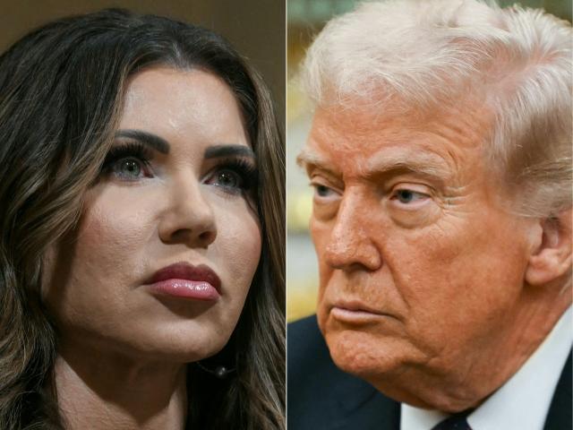 (COMBO) This combination of pictures created on March 05, 2026 shows, L/R, US Secretary of Homeland Security Kristi Noem on Capitol Hill in Washington, DC, May 14, 2025 and US President Donald Trump looks in Washington, DC on March 3, 2026. US President Donald Trump announced on March 5, 2026, that he was replacing Kristi Noem, head of the powerful Department of Homeland Security. Trump, in a post on Truth Social, said Oklahoma Senator Markwayne Mullen would take over from Noem at DHS on March 31. (Photo by Jim WATSON and ANDREW CABALLERO-REYNOLDS / AFP)