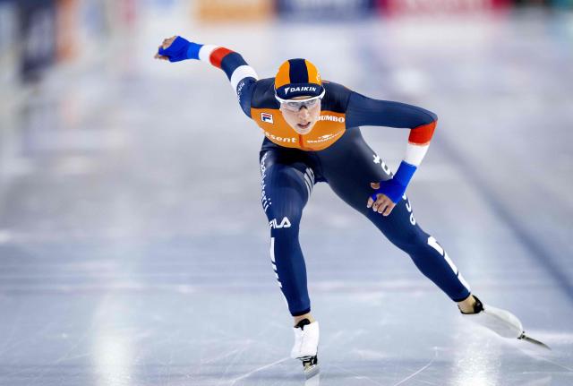 Netherlands' Suzanne Schulting competes in the women's 1000m sprint event during the 2026 ISU Speed Skating Allround and Sprint World Championships at the Thialf ice arena in Heerenveen, on March 5, 2026. (Photo by Sem van der Wal / ANP / AFP) / Netherlands OUT