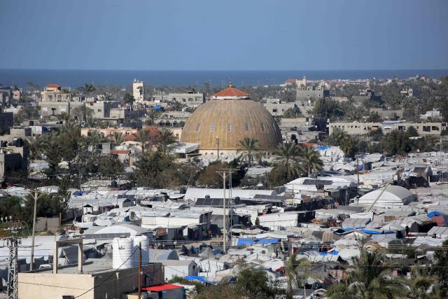 Hundreds of tents are set up to house displaced Palestinians who lost their homes and businesses during Israeli military bombardment of the Gaza Strip, in Khan Yunis, in the south of the Gaza Strip on March 6, 2026. The majority of Gaza's 2.4 million people have been displaced, often multiple times, by the war that began with Hamas's attack on southern Israel on October 7, 2023. With displaced families living in tented camps, with serious concerns raised over their living conditions. (Photo by Bashar Taleb / AFP)