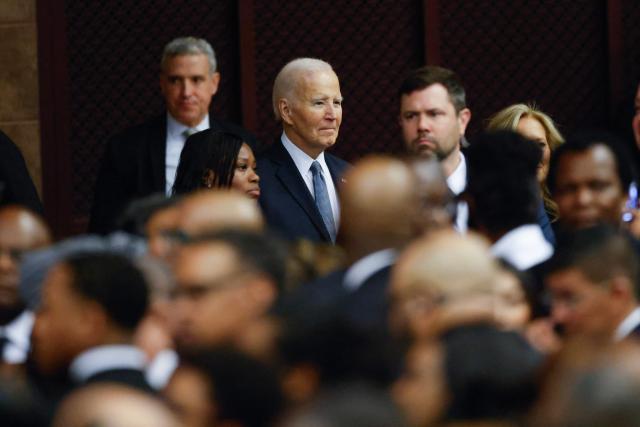 Former US President Joe Biden arrives during a public memorial service to celebrate the life of civil rights activist Reverend Jesse Jackson in Chicago, Illinois, on March 6, 2026. Veteran US civil rights activist Reverend Jesse Jackson, one of the nation's most influential Black voices, died peacefully on February 17, 2026 at the age of 84. Jackson, a Baptist minister, had been a civil rights leader since the 1960s, when he marched with Martin Luther King Jr. and helped fundraise for the cause. (Photo by Kamil Krzaczynski / AFP)