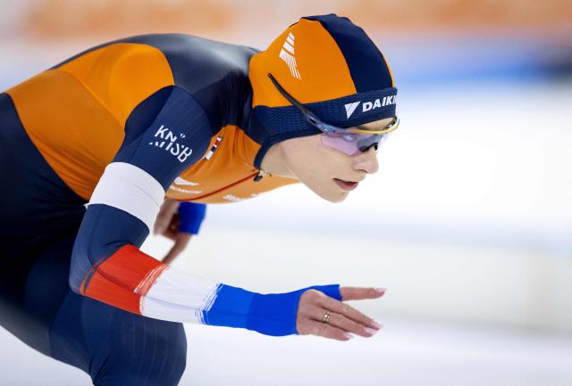Netherlands' Femke Kok competes in the women's 500m sprint during the 2026 ISU Speed Skating Allround and Sprint World Championships at the Thialf ice arena in Heerenveen, on March 6, 2026. (Photo by Sem van der Wal / ANP / AFP) / Netherlands OUT