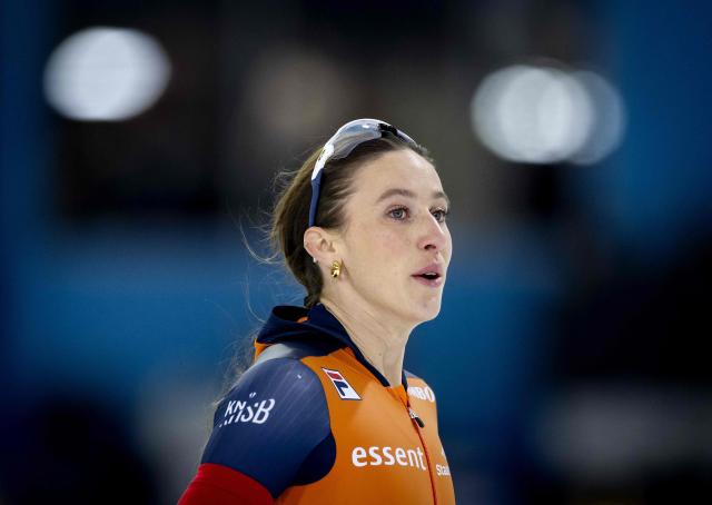 Netherlands' Suzanne Schulting reacts as she competes in the women's 500m sprint during the 2026 ISU Speed Skating Allround and Sprint World Championships at the Thialf ice arena in Heerenveen, on March 6, 2026. (Photo by Sem van der Wal / ANP / AFP) / Netherlands OUT