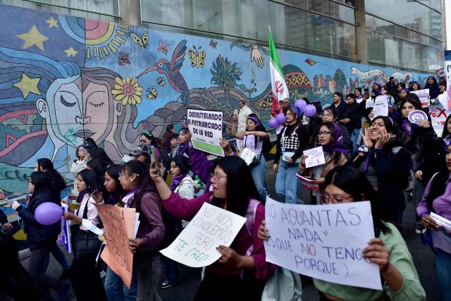 Demonstrators take part in a march against government on the eve of International Women's Day in La Paz on March 6, 2026. The International Women's Rights Day will fall on March 8, 2026. (Photo by Jorge BERNAL / AFP)