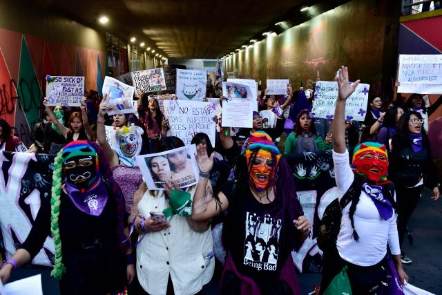 Demonstrators take part in a march against government on the eve of International Women's Day in La Paz on March 6, 2026. The International Women's Rights Day will fall on March 8, 2026. (Photo by Jorge BERNAL / AFP)