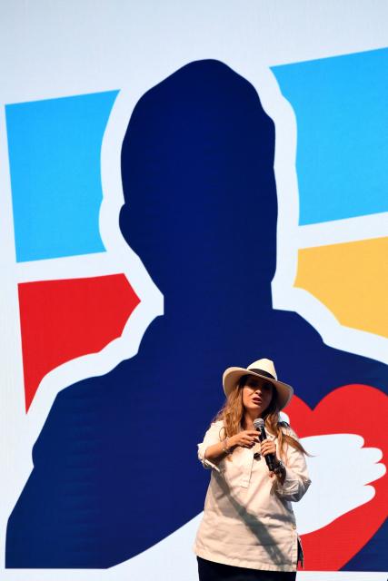 Colombia's presidential candidate Paloma Valencia for the Centro Democratico party speaks to supporters at her closing campaign rally in Medellin, Colombia on March 6, 2026. Colombia will hold legislative elections on March 8 and presidential elections on May 31. (Photo by Jaime SALDARRIAGA / AFP)