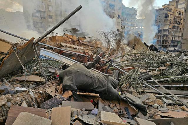 A damaged mannequin lies amid the debris of destroyed buildings at the site of an Israeli airstrike that targeted Haret Hreik neighbourhood in Beirut's southern suburbs, on March 7, 2026. Lebanese official media reported on March 7 that clashes had erupted as Israeli forces attempted a landing operation along the Lebanon-Syria border, with militant group Hezbollah saying its fighters were involved. There was no immediate comment from the Israeli military, which has launched numerous strikes and sent ground troops into Lebanon since Tehran-backed group Hezbollah fired missiles at Israel on March 2 to avenge the killing of Iranian supreme leader Ali Khamenei. (Photo by AFP)