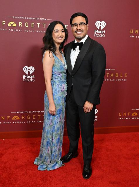 Jae Suh Park and US actor Randall Park attends the 2026 Unforgettable Awards at the Fairmont Century Plaza Hotel in Los Angeles, on March 7, 2026. (Photo by LISA O'CONNOR / AFP)