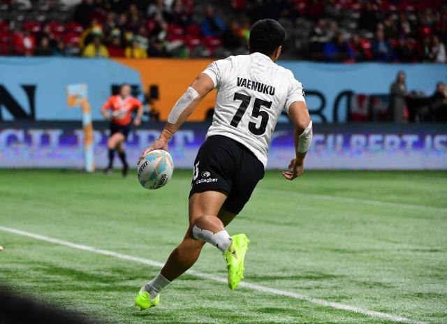 New Zealand’s Frank Vaenuku scores a try against South Africa during the HSBC Canada Rugby Sevens tournament in Vancouver, Canada, on March 7, 2026. (Photo by Don MacKinnon / AFP)