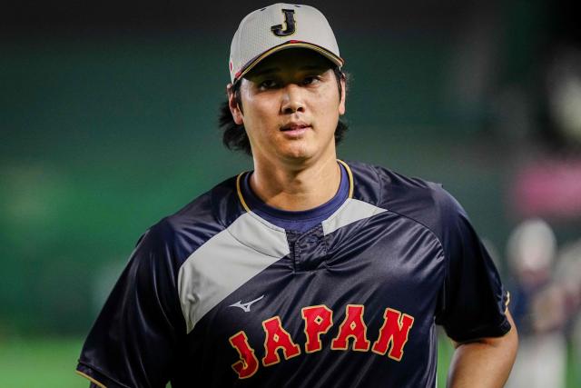 Japan's Shohei Ohtani warms up prior to the start of the World Baseball Classic (WBC) Pool C game between Japan and Australia at the Tokyo Dome in Tokyo on March 8, 2026. (Photo by Yuichi YAMAZAKI / AFP)