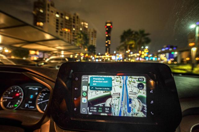 The screen of a GPS attached to the dashboard of a vehicle as residents of Dubai face GPS disruptions on March 9, 2026, in Dubai. The United Arab Emirates decried that it was being targeted "in a very unwarranted manner" in the war, stressing it would "not partake in any attacks against Iran", which has lashed out at Gulf countries seen as US allies. (Photo by AFP) / Attention editors: AFP covers the war in the Middle East through its extensive regional network, including bureaus in Tehran, Jerusalem and several neighboring countries.Since the start of the conflict, journalists have been working under increasingly restrictive conditions. Authorities in several countries have limited reporters movements, photo and live video coverage from sensitive locations. Some governments and armed groups have banned images of missile or drone strikes and other security-related sites. / 