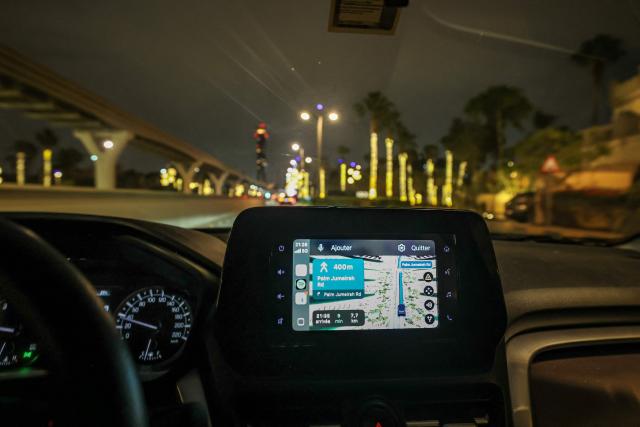 The screen of a GPS attached to the dashboard of a vehicle as residents of Dubai face GPS disruptions on March 9, 2026, in Dubai. The United Arab Emirates decried that it was being targeted "in a very unwarranted manner" in the war, stressing it would "not partake in any attacks against Iran", which has lashed out at Gulf countries seen as US allies. (Photo by AFP) / Attention editors: AFP covers the war in the Middle East through its extensive regional network, including bureaus in Tehran, Jerusalem and several neighboring countries.Since the start of the conflict, journalists have been working under increasingly restrictive conditions. Authorities in several countries have limited reporters movements, photo and live video coverage from sensitive locations. Some governments and armed groups have banned images of missile or drone strikes and other security-related sites. / 