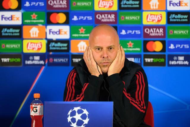 Liverpool's Dutch coach Arne Slot gives a press conference on the eve of the UEFA Champions League football match against Galatasaray at Rams Park Stadium in Istanbul on March 9, 2026. (Photo by Yasin AKGUL / AFP)