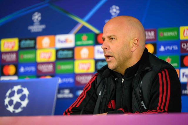 Liverpool's Dutch coach Arne Slot gives a press conference on the eve of the UEFA Champions League football match against Galatasaray at Rams Park Stadium in Istanbul on March 9, 2026. (Photo by Yasin AKGUL / AFP)