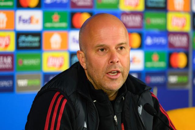 Liverpool's Dutch coach Arne Slot gives a press conference on the eve of the UEFA Champions League football match against Galatasaray at Rams Park Stadium in Istanbul on March 9, 2026. (Photo by Yasin AKGUL / AFP)