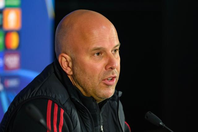 Liverpool's Dutch coach Arne Slot gives a press conference on the eve of the UEFA Champions League football match against Galatasaray at Rams Park Stadium in Istanbul on March 9, 2026. (Photo by Yasin AKGUL / AFP)