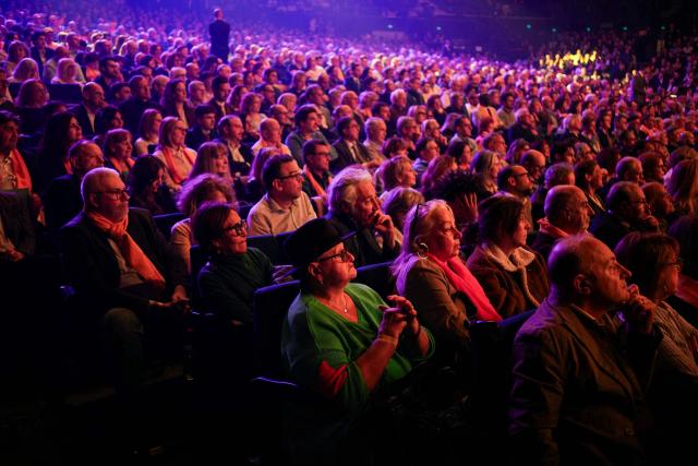 Supporters attend French far-right party Reconquete! MEP and candidate for mayor of Paris Sarah Knafo's campaign meeting at the Dome de Paris venue in Paris on March 9, 2026. (Photo by Dimitar DILKOFF / AFP)
