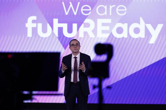 CEO of French car maker Renault Group Francois Provost speaks during a presser at the Renault's technocentre in Guyancourt, near Paris on March 10, 2026. (Photo by Kenzo TRIBOUILLARD / AFP)
