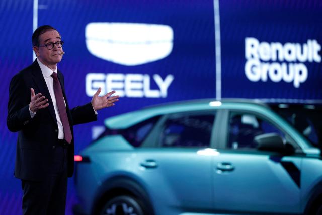 CEO of French car maker Renault Group Francois Provost speaks during a strategic plan presentation at the Renault's technocentre in Guyancourt, near Paris on March 10, 2026. (Photo by Kenzo TRIBOUILLARD / AFP)