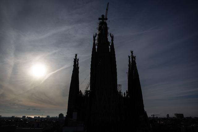 The Sagrada Familia basilica of Spanish architect Antoni Gaudi is seen as works continue in Barcelona on March 10, 2026. Iconic monument designed more than 140 years ago, Barcelona's eternally unfinished Sagrada Familia has grown to become the world's tallest church. (Photo by Josep LAGO / AFP)
