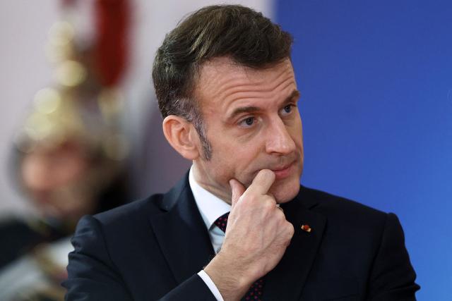 French President Emmanuel Macron looks on during the Nuclear Energy Summit at the Seine Musicale venue in Boulogne-Billancourt, outside Paris, on March 10, 2026. (Photo by Abdul Saboor / POOL / AFP)