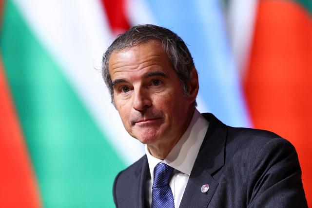 Rafael Grossi, Director General of the International Atomic Energy Agency (IAEA) delivers a speech during the Nuclear Energy Summit at the Seine Musicale venue in Boulogne-Billancourt, outside Paris, on March 10, 2026. (Photo by Abdul Saboor / POOL / AFP)
