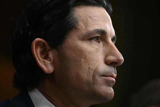 Former US acting Secretary of Homeland Security Chad Wolf testifies during a Senate Budget Committee hearing on "sanctuary cities" on Capitol Hill in Washington, DC, on March 10, 2026. (Photo by Brendan SMIALOWSKI / AFP)