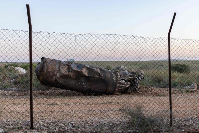 A fragment of an Iranian missile is pictured on the outskirts of Israel's central city of Elad on March 10, 2026. The Israeli military said on March 10, it had begun a new wave of strikes on Tehran, on the 11th day of the Middle East war. (Photo by Ilia YEFIMOVICH / AFP) / Attention editors: AFP covers the war in the Middle East through its extensive regional network, including bureaus in Tehran, Jerusalem and several neighboring countries.Since the start of the conflict, journalists have been working under increasingly restrictive conditions. Authorities in several countries have limited reporters movements, photo and live video coverage from sensitive locations. Some governments and armed groups have banned images of missile or drone strikes and other security-related sites. / 